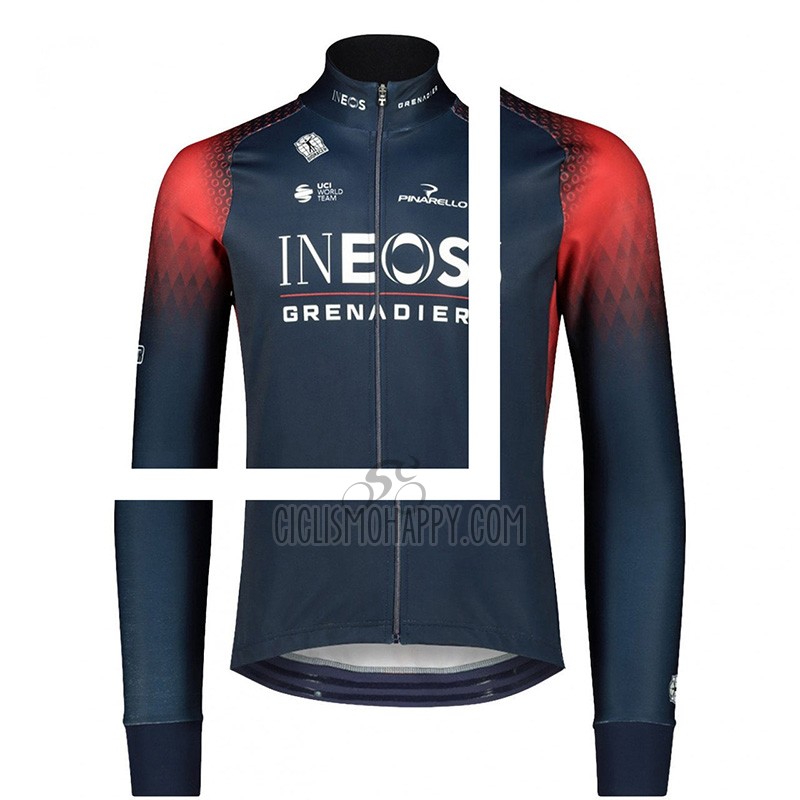 INEOS Grenadiers Cycling Jersey Bib Tight 2023 Long Sleeve Black Red